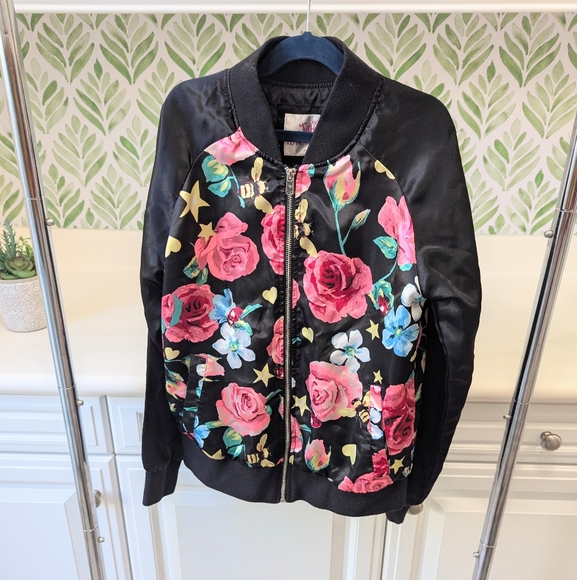 ⭐Justice Floral Silky Floral Bomber Jacket 12/14⭐ - Picture 2 of 6